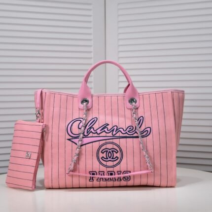 Chanel new beach bag denim bag Pink with little wallet size: 48*38*30*14cm