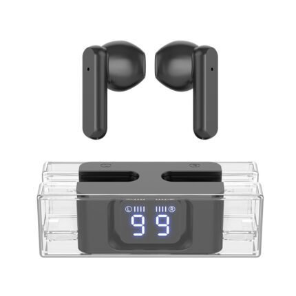 E90 Bluetooth headset with high-definition LED power display, heavy bass, real-time power monitoring, Hifi sound quality,Black