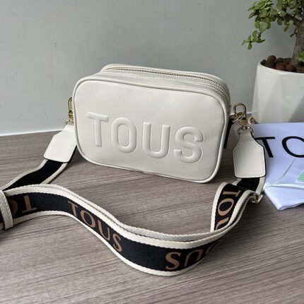 TOUS Kaos Mini gray flat bottomed leather crossbody bag