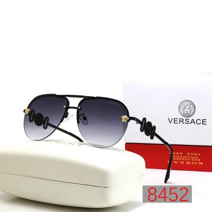 VERSACE pilot black edged navy blue edged double beam sunglasses