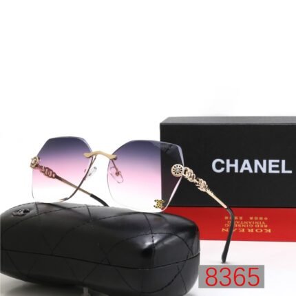 Chanel Deep Purple Transparent Gradient Frameless Gold Chain Decoration Sunglasses Neutral