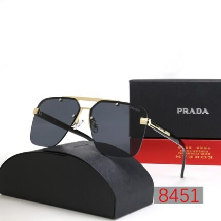 Prada black and gold half frame sunglasses neutral