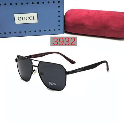 Gucci Black Hexagonal Frame Sunglasses Neutral