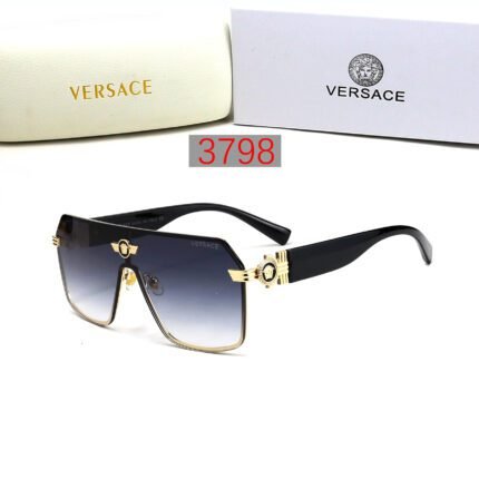 VERSACE black border and navy gradient square connected large frame sunglasses