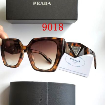 Prada Brown Hawksbill Pattern and Gradient Coffee Irregular Triangle Logo Sunglasses