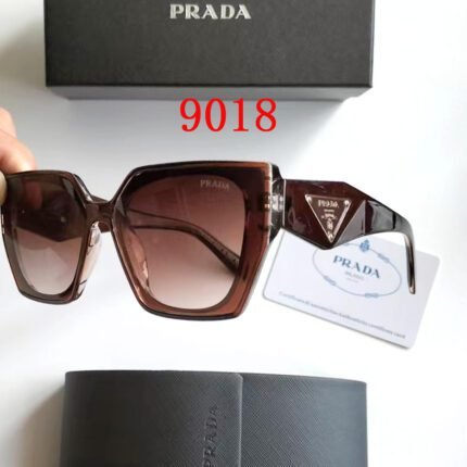Prada Brown and Gradient Wine Red Irregular Triangle Logo Sunglasses