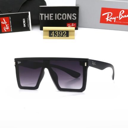 Ray Ban RB4392N black and purple trapezoidal sunglasses