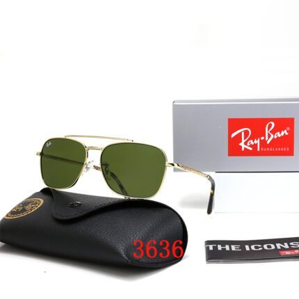 Ray Ban NEW CARAVAN Gold and Green Neutral Sunglasses