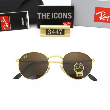 Ray Ban ROUND FLASH LENSES Gold and Coffee Sunglasses are available for both men and women