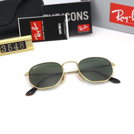 Ray Ban RB3548 Ferrari Gold and Green Sunglasses