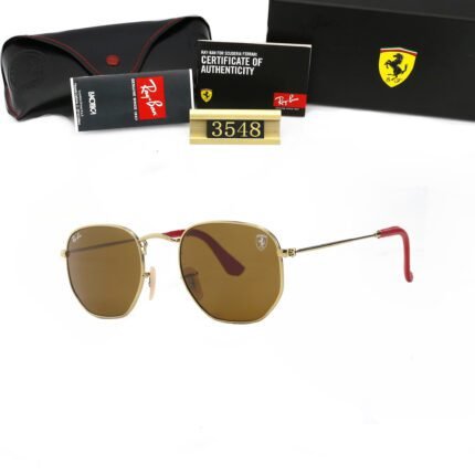 Ray Ban RB3548 Ferrari Gold and Coffee Sunglasses