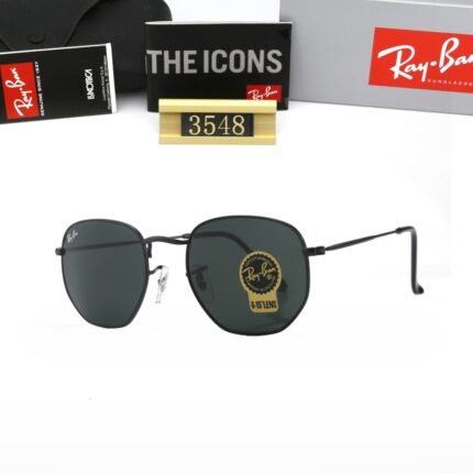 Ray Ban HEXAGONAL Gold and Black Matte Sunglasses