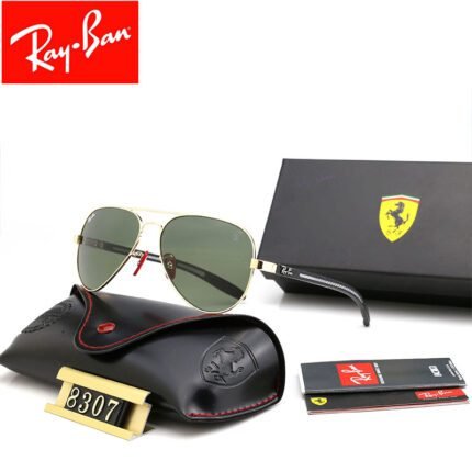 Ray Ban Ferrari series gold and green polarized sunglasses neutral