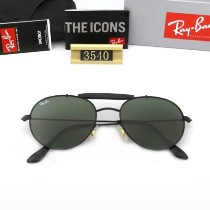 Ray Ban Aviator Round Classic Unisex black and green sunglasses