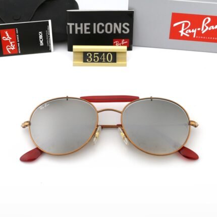 Ray Ban Aviator Round Classic Unisex Red and Silver Sunglasses