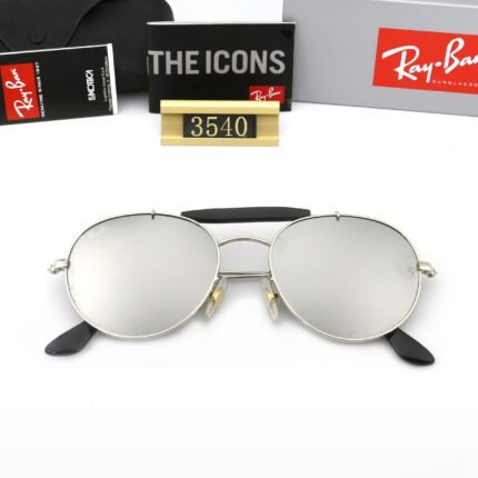 Ray Ban Aviator Round Classic Unisex Silver and Black Sunglasses