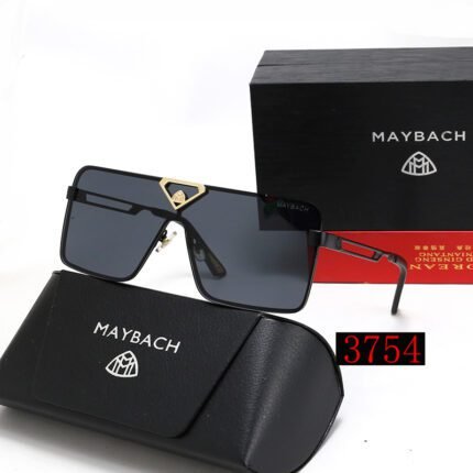 Maybach black and dark gray square frame large frame neutral sunglasses