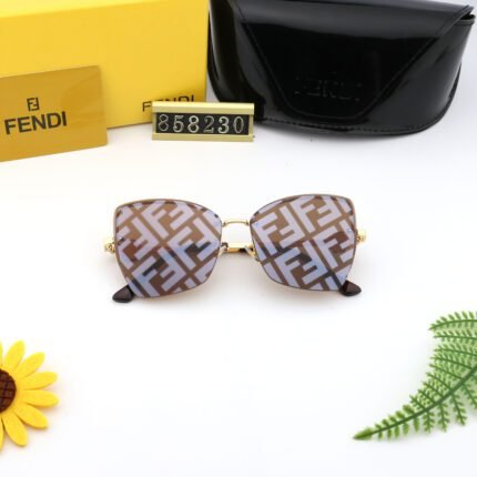 FENDI Haze Blue Camo Lens Square Sunglasses for Women