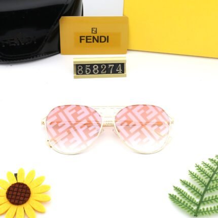 FENDI gold and pink camouflage glasses with square and round frame sunglasses for women