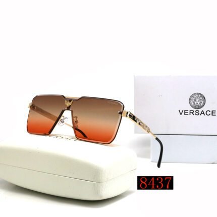 VERSACE Brown and Orange Gradient Luxury Gradient Gold Edge Sunglasses