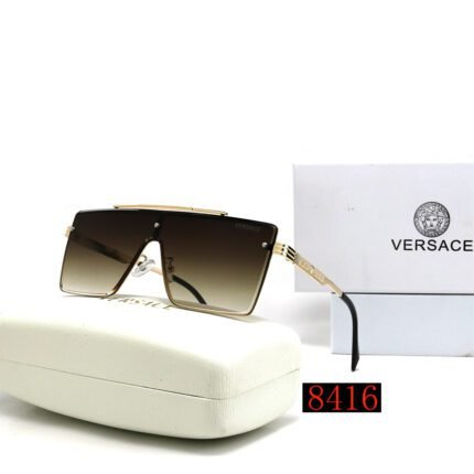 VERSACE gold rimmed and dark brown gradient integrated glass frame sunglasses
