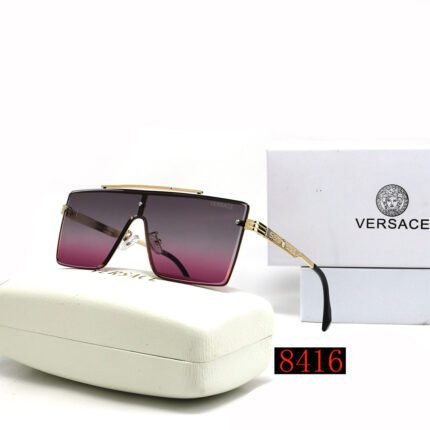 VERSACE gold rimmed and purple red gradient integrated glass frame sunglasses