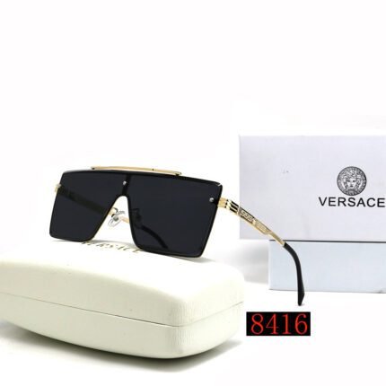 VERSACE gold rimmed and black integrated glass frame sunglasses