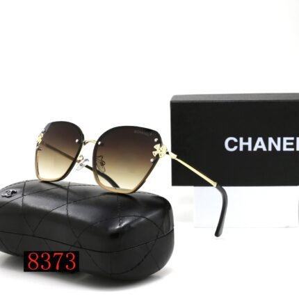 Chanel round brown gradient gold rimmed sunglasses