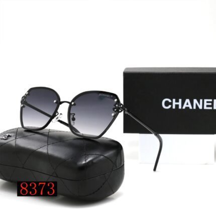 Chanel round dark blue gradient black edged sunglasses