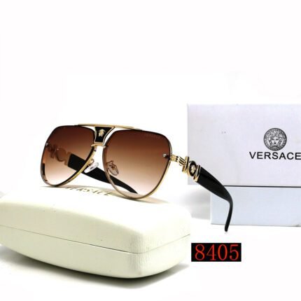 VERSACE pilot black edged gold and brown gradient sunglasses