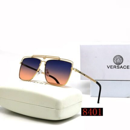 VERSACE gold rimmed and purple orange round sunglasses