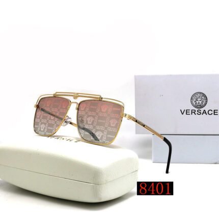 VERSACE gold rimmed and gray printed square and round sunglasses