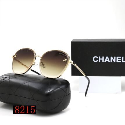 Chanel Dark Brown Luxury Gold Border Round Frame Gradient Sunglasses