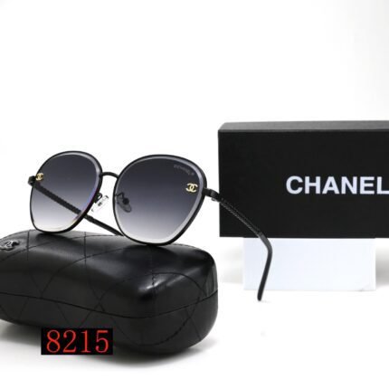 Chanel Deep Purple Luxury Black Border Round Frame Gradient Sunglasses