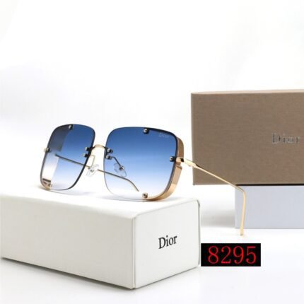 Dior gold and gradient thick edged square sunglasses