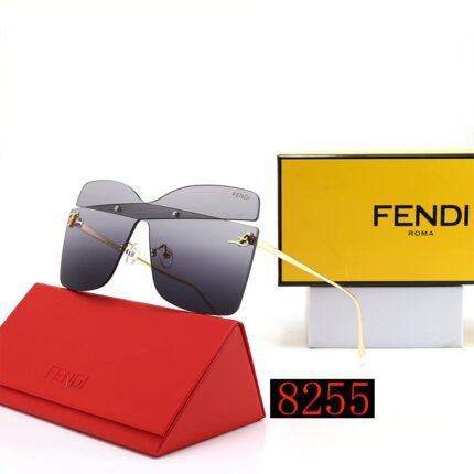 FENDI Gold Edge and Black Gray Gradient Irregular Retro Sunglasses for Women