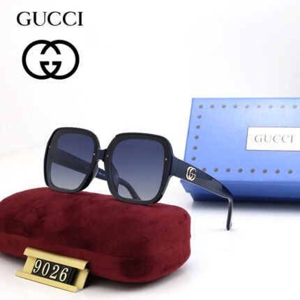 Gucci navy matte thick frame sunglasses neutral