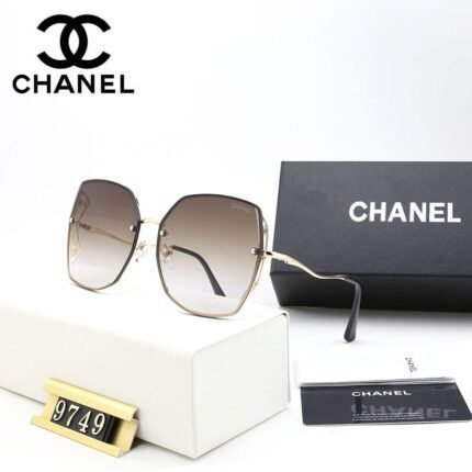 Chanel Silver and Light Brown Gradient Octagonal Irregular Frame Sunglasses