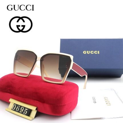 Gucci beige and purple square frame color matching sunglasses