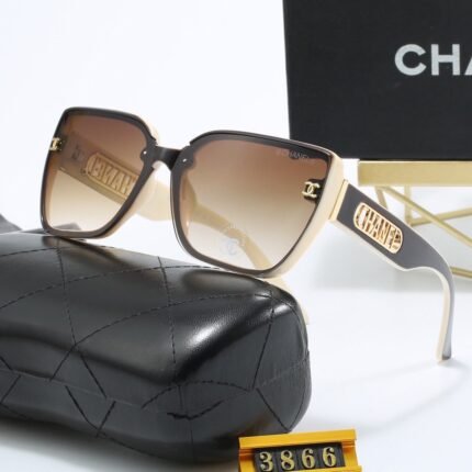Chanel beige and gray edges - light brown gradient square circular large frame color block sunglasses
