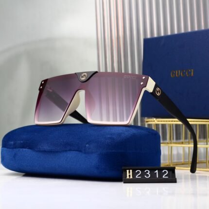Gucci purple gradient and white square large frame integrated sunglasses for both men and women