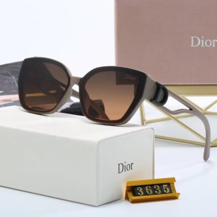 Dior Grey and Brown Irregular Hollow Glass Legs Sunglasses