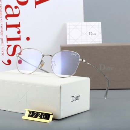 Dior Gold and Transparent Lens Square Round Sunglasses
