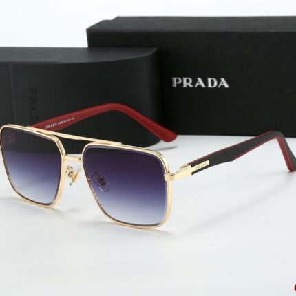 PRADA pilot purple and red metal square sunglasses
