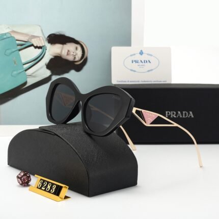 PRADA Classic Sunglasses with Black and Gold Edge Pink Colors