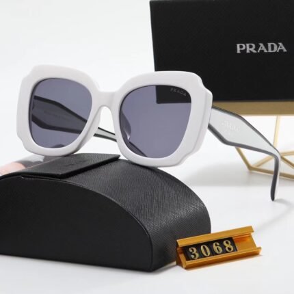 PRADA black and dark blue square thick frame sunglasses