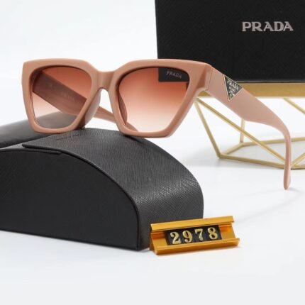PRADA khaki and orange gradient quadrilateral diagonal sunglasses
