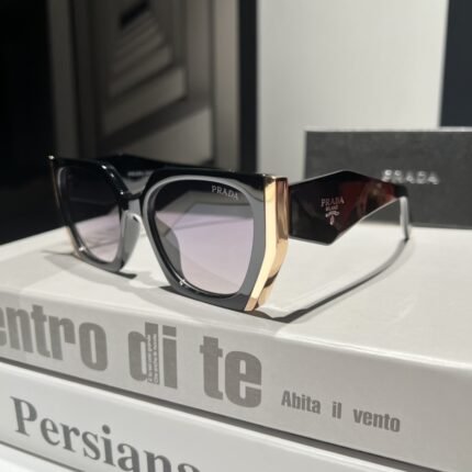 PRADA Persians series black gold edged transparent purple lenses fashionable sunglasses
