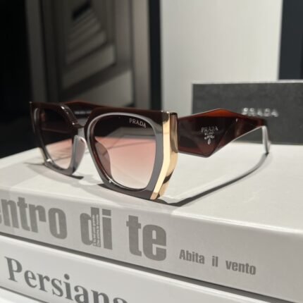 PRADA Persians Collection Havana Gold Edge Transparent Wine Red Lens Fashion Sunglasses