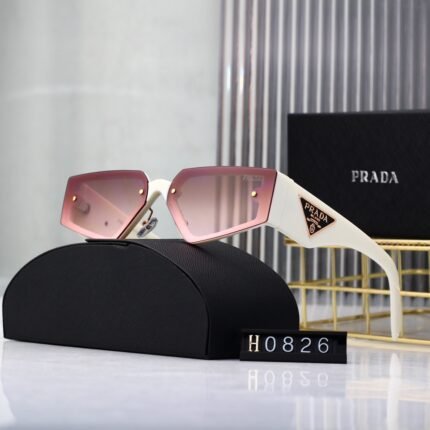 PRADA pentagonal white and gray pink gradient sunglasses